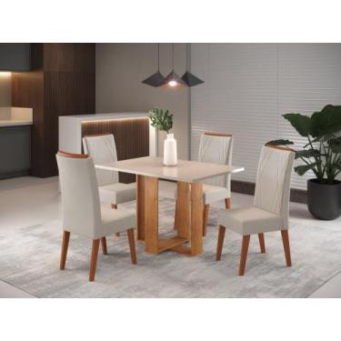 Imagem de Mesa de Jantar Retangular Dinamarca com 4 Cadeiras Madeira Maciça Vega
