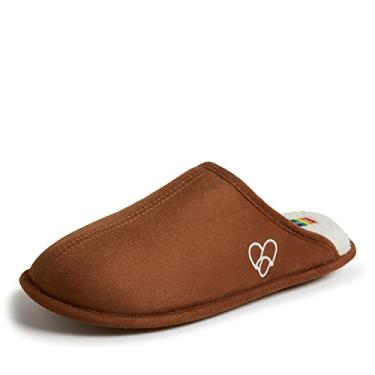 Imagem de Dearfoams Unissex-Adulto Comemora Orgulho Scuff com Pantufa de Tamanho Inclusivo, Castanho, 11-12 Women/9-10 Men