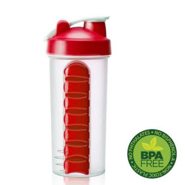 Imagem de Garrafa Squeeze Gold Sports Mixer e Porta Comprimido 750ml, Vermelho, 