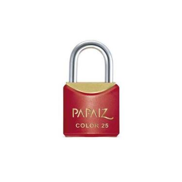 Imagem de Cadeado com Chave 25mm Latão Vermelho Color Line Papaiz