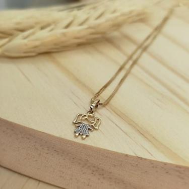 Imagem de Corrente Veneziana e Pingente Menina ouro 18k Branco e Amarelo 18k. - 