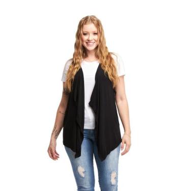 Imagem de Colete de Bico Blusa Cardigan Feminino Terceira Peça Viscolycra Ca5 - 