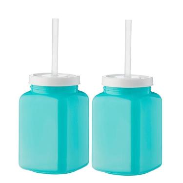 Imagem de Jogo De 2 Copos Casal Filmes Com Tampa Canudo 670ml Boccati Cor:azul