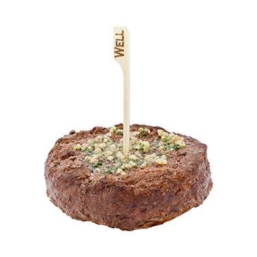 Imagem de Marcadores de bife RW Smart de 10 cm, 1000 varetas descartáveis de carne – Design resistente, com remo, marcadores de temperatura de bife de bambu natural, para churrascos, festas ou buffets – Restaurantware