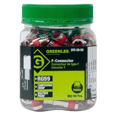 Imagem de Greenlee Conectores tipo F de compressão à prova de intempéries XFC-59-50, RG59, pacote com 50