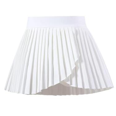 Imagem de Sobrisah Minissaias de tênis plissadas para meninas, para crianças, saia de golfe de cintura alta, saia esportiva, para treino de 3 a 13 anos, Branco, 10-11 Anos
