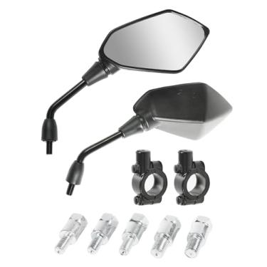 Imagem de RACOONA Espelhos de motocicleta, espelhos de motocicleta para guidão, espelhos de TV Espelho retrovisor de motocicleta, acessórios de carro, retrovisor, retrovisor, com parafuso M8 M10, serve para bicicleta, scooter, quadriciclo, UTV, bicicleta suja