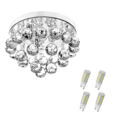 Imagem de Lustre De Cristal Legitimo Classic Round 25x20 com Lâmpadas 3000K (Branco Quente)