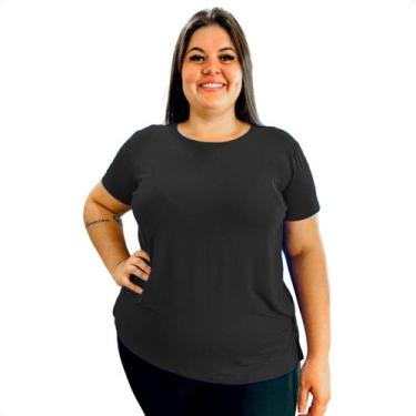 Imagem de Blusinha Tshirt Longline Plus Size Viscolycra Sobre Legging Moda Femin