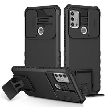 Imagem de Vokuha Capa para Moto G30/Moto G10/Moto G20 XT2129-1 XT2127-2 Capa com suporte para lente de câmera deslizante de grau militar, capa protetora à prova de choque para Motorola Moto G30 preta