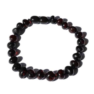 Imagem de Pulseira e Tornozeleira Infantil 15cm Âmbar Báltico Cereja Polido - Âm