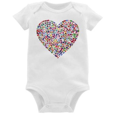Imagem de Body Bebê Coração Bandeiras - Foca na Moda, Branco, G