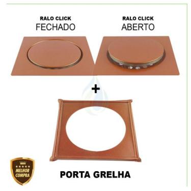 Imagem de Ralo Inteligente Click 15x15 cm para Banheiro Inox Bronze Quadrado + P