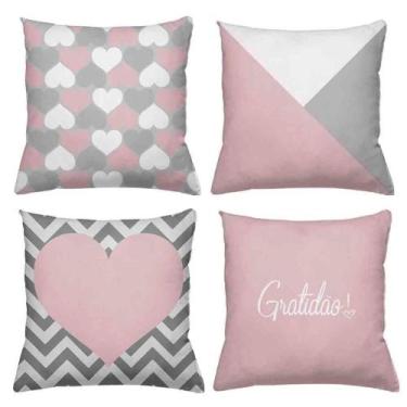 Imagem de Kit 4 Almofadas Decorativas Cheias 40x40cm Gratidão Collection - Deluz