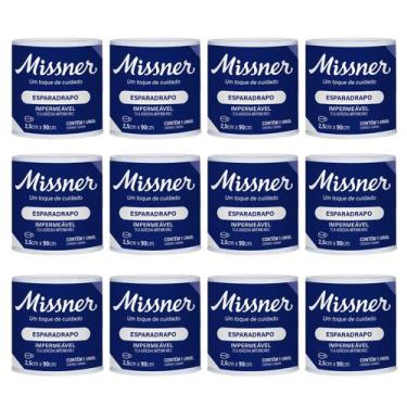 Imagem de Kit 12 Esparadrapo Impermeável Branco 2,5cm X 90cm - Missner