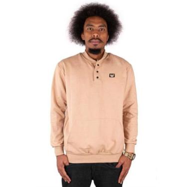 Imagem de Blusa De Frio Com Botão Moletom Sem Capuz Estampado - Relaxado, Moleto