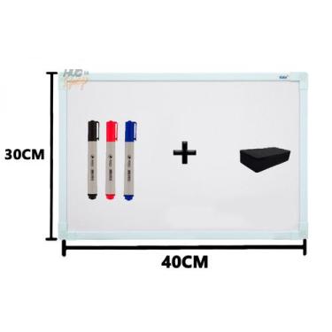 Imagem de Quadro Lousa Branco UV Soft Colors 40X30 Moldura Verde Stalo