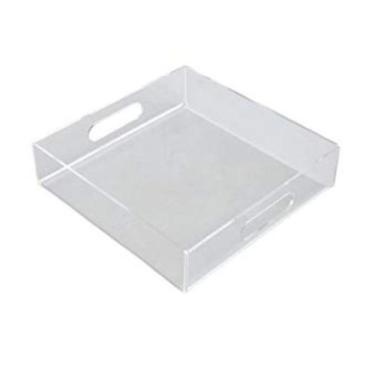 Imagem de Bandeja Acrílico Cristal Cozinha Café Quadrada 25x25x5cm - AGV Criaçõe