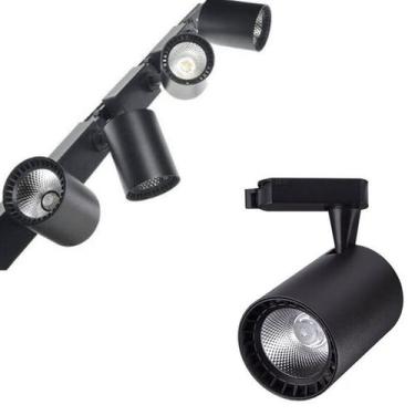 Imagem de Trilho Eletrificado 1m + 4 Spot Led 20w 3000k Bivolt Preto - GalaxyLED