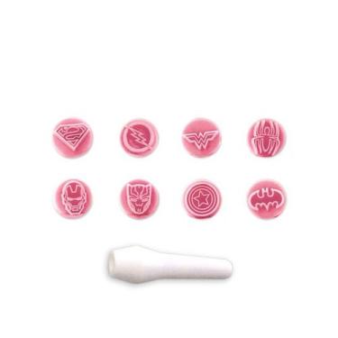 Imagem de Kit Carimbos heróis rosa bebê Blue Star