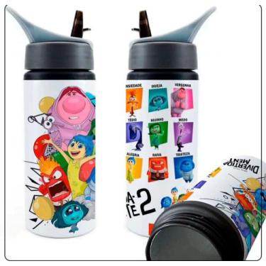 Imagem de Squeeze Branco Aluminio 500 ml  Personalizado  Divertida Mente 2 - Jls