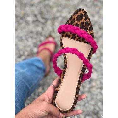 Imagem de Sandália Rasteirinha Rasteira Feminina Tendência Verão Animal Print On