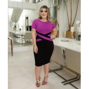 Imagem de Vestido Plus Size Detalhe em X Moda Feminina Evangélica - MISS FLOWER,