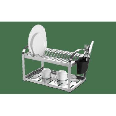 Imagem de Escorredor brinox de 16 pratos inox 2099/116, Inox e Preto
