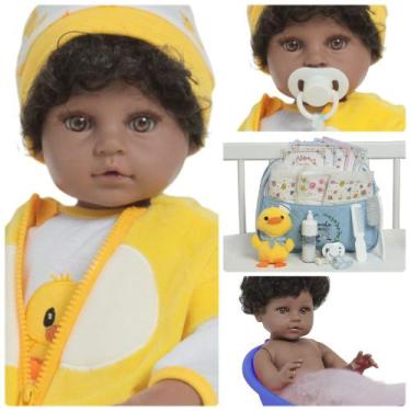 Imagem de Bebê Reborn Grande Príncipe Com Bolsa Itens Roupa Patinho - Cegonha Re