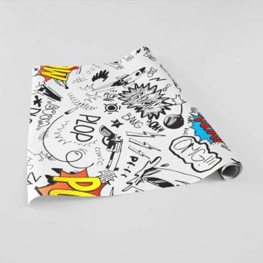 Imagem de Papel de Parede Adesivo Quadrinhos Preto e Branco Quarto Infantil - Ka