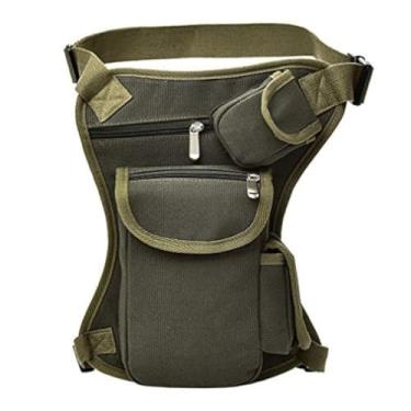 Imagem de Bolsa de lona para pernas caídas para uso ao ar livre para homens e mulheres, mochila tática militar para viagem, motociclismo, ciclismo, caminhada, acampamento, vários bolsos, bolsa para a coxa, verde militar