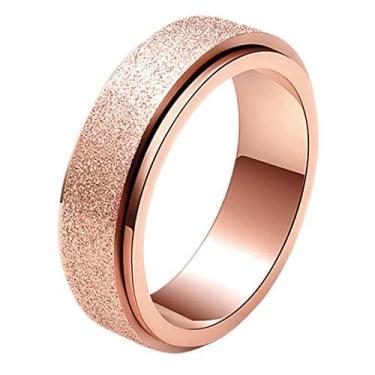 Imagem de WOYNJI Anel giratório de aço inoxidável para mulheres e homens, acabamento explosivo de areia, aliança de casamento de 6 mm, Metal, Sem pedra preciosa