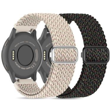 Imagem de Folavii Pulseiras de relógio de nylon trançado de 18 mm compatíveis com Garmin Venu 2S/Venu 3S/Vivoactive 4S/Vivomove 3S/Forerunner 255S, pulseira de tecido elástico macio de liberação rápida Solo