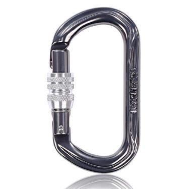 Imagem de Mosquetão com trava automotiva KAILAS com 25 KN para trabalho pesado profissional com mosquetão de escalada grande para escalada no gelo e acampamento de montanhismo, Iron Gray, One Size