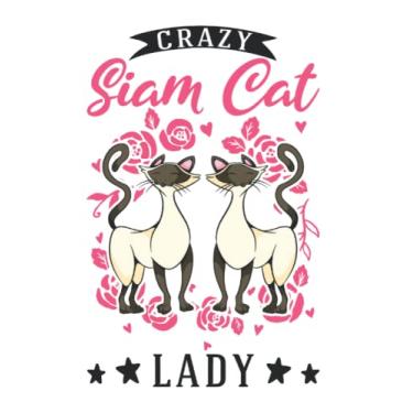 Imagem de Siamkatze Notizbuch: Verrückte Siamkatze Frau Crazy Siam Cat lady / 6x9 Zoll / 120 karierte Seiten