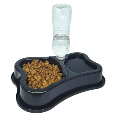 Imagem de Comedouro e Bebedouro Duplo Automatico para Caes Garrafa Pet Anti Formiga (Preto)