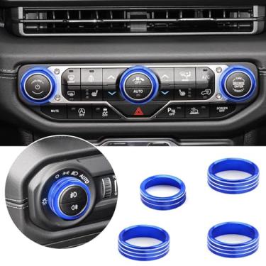 Imagem de Zekrom Controle de volume de ar condicionado, radiofol, console central, interruptor para Jeep Wrangler JL JLU Gladiator JT 2018-2024, acessórios interiores, liga de alumínio, 4 peças (azul)