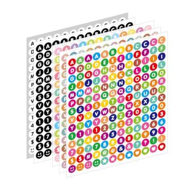 Imagem de 10 folhas de adesivos de letras pequenas 1/2 polegada redondo colorido alfabeto número adesivos autoadesivos adesivos para scrapbooking artesanato DIY decorativo