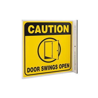 Imagem de ZING 2591 Placa L Segurança Ecológica, Porta de Cuidado Balanços Abertos, 7Hx2,5Wx7D, Plástico Reciclado