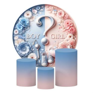 Imagem de Kit 4 Capas Decorativas Para Chá Revelação Sublimado Várias Estampas - Tecido Premium - Para Festas, Eventos e Datas Comemorativas. (Rosa Claro)