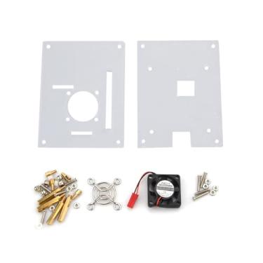 Imagem de Caixa Arcylic + Ventoinha de resfriamento + Conjunto de parafusos para Raspberry Pi 3/2 Modelo B/B+, caixa transparente com design semi-aberto Potente Ventilador de resfriamento Kit dissipador de calor