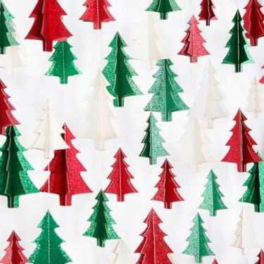 Imagem de OURUOLA guirlanda de decoração de festa de árvore de natal vermelha verde-branca - faixa de flâmulas de papel penduradas de 25 pés, aniversário, casamento, chá de panela, decoração de desped