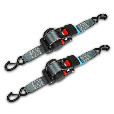 Imagem de Pacote com 2 correias catraca retráteis da ANLULOAD (5 cm x 4,5 m), alça de carga para porta-malas, motocicletas de garagem, quadriciclos, trailers-WLL1,296 kg, BS: 1,5 kg (preto)