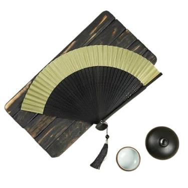 Imagem de 1 ventilador dobrável de osso bambu ventilador dobrável de seda antigo decoração de sala de estar decoração artesanato ornamentos presentes para convidados dança de madeira ventilador portátil