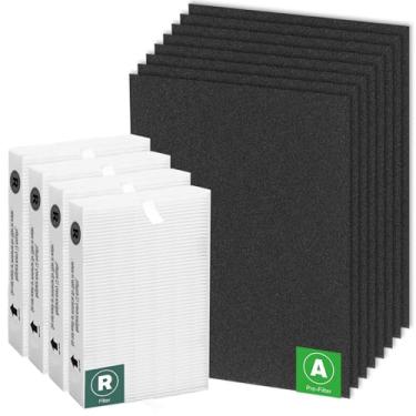 Imagem de APPLIANCEMATES Filtros de substituição HPA100 para purificador de ar Honeywell série HRF-ARVP100 HPA094 HPA101 HPA104 HPA105 HPA106 HPA3100 HPA5100 e HPA5150, 4 HEPA R e 8 pré-filtros de carbono