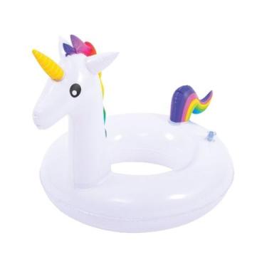 Imagem de Boia de Piscina Unicórnio Inflável Colorida Brilho Natação Infantil 70