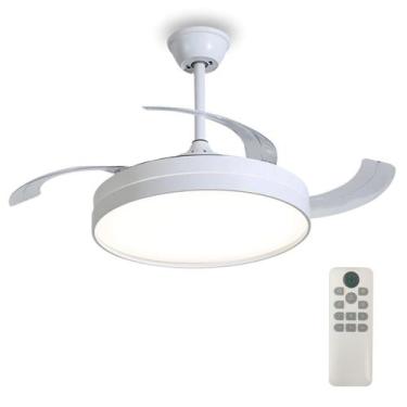 Imagem de Ventilador Lampada de Teto Grande Led 3 em 1 Retratil Lustre Ajustavel
