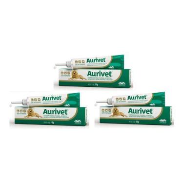 Imagem de 3 Aurivet Pomada 13g Vetnil Tratamento Otites Cães Gatos