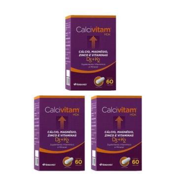 Imagem de Kit 3x Calcivitam MDK Suplemento vitaminico e Mineral c/60 capsulas Ca