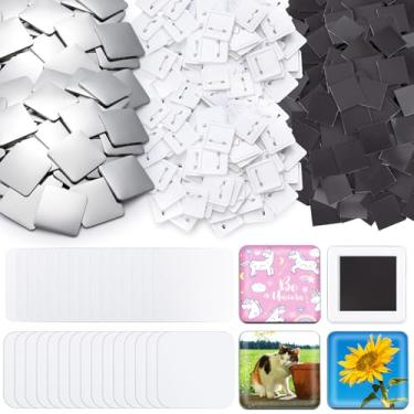 Imagem de Teenyyou 200 conjuntos de peças de botão quadrado de 50 mm/5 cm, conjunto de ímãs de geladeira faça você mesmo, incluindo ímã, capa de metal, capa traseira de plástico, pinos, filme transparente,